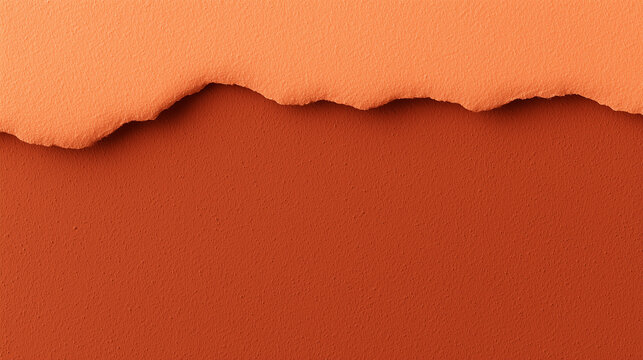 Layered textured paper in warm orange and terracotta shades showcases unique rippled edges. Suitable for graphic design, marketing, art projects. Clean canvas with vibrant colors