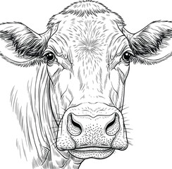 cow image line art style white background