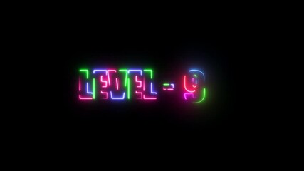 Neon line Level 9 text font animation. Vibrant neon glowing text displaying "LEVEL - 9" in a futuristic font. Multicolor light effect with a black background, ideal for gaming and digital interfaces. - Powered by Adobe