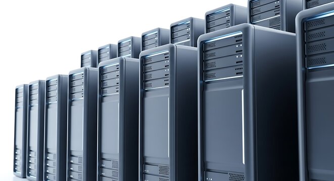 Server room: row of computer servers in data center for cloud computing hosting - Powered by Adobe
