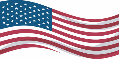 Fototapeta premium Waving American Flag Vector with Clean Lines and Realistic Flow