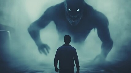 A man facing his inner demons, freedom concept