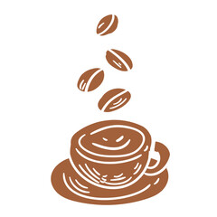 Hand-drawn coffee illustration with ink. Original drawing.