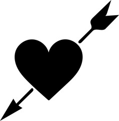 heart and arrow logo silhouette vector illustration, isolated on white