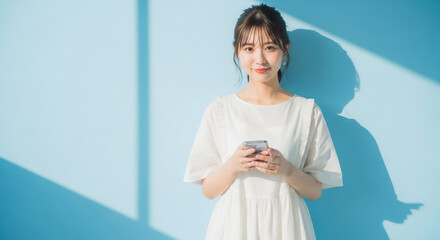 Refreshing and Natural Smiling Portrait of a Young Japanese Woman