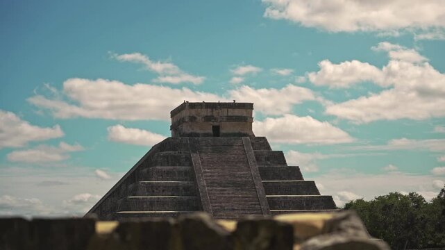 Chichen Itza Pyramid Of Kukulcan Dramatic Sky Shadow Light