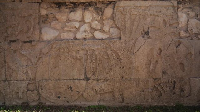 Uxmal Ruins Governors Palace Facade Ornated Details Close Up