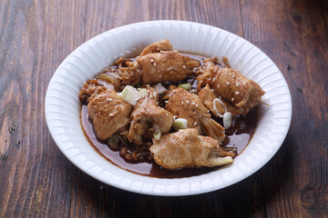 Chicken roll with enoki mushroom with teriyaki sauce
