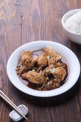 Chicken roll with enoki mushroom with teriyaki sauce
