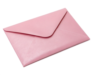 isolated light pink envelope, love letter, isolated PNG