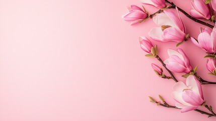 Fototapeta premium Pink magnolia blossoms arrangement