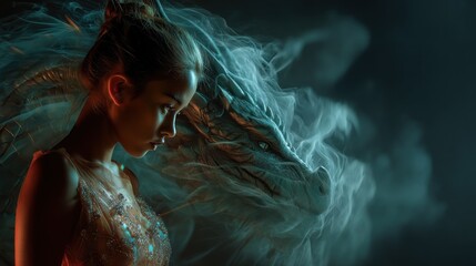 Woman dragon mystical