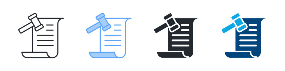 Justice Icon Set Multiple Style. Designed In Outline, Blue, Glyph, Dual Tone