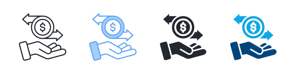 Trade Icon Set Multiple Style. Designed In Outline, Blue, Glyph, Dual Tone