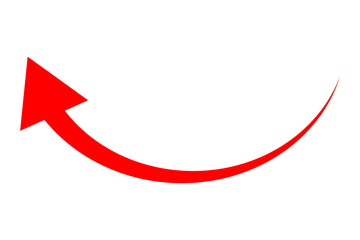Red arrow icon on white background, in circular shape
