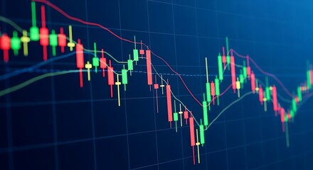 Financial chart analysis depicting market trends and economic fluctuations visually