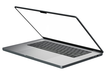 isolated laptop mockup with white blank screen. Super high resolution 4K 8K...