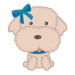 Cute dog cartoon decorative illustration. Single toy poodle drawing with no background.