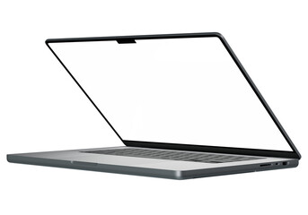isolated laptop mockup with white blank screen. Super high resolution 4K 8K...
