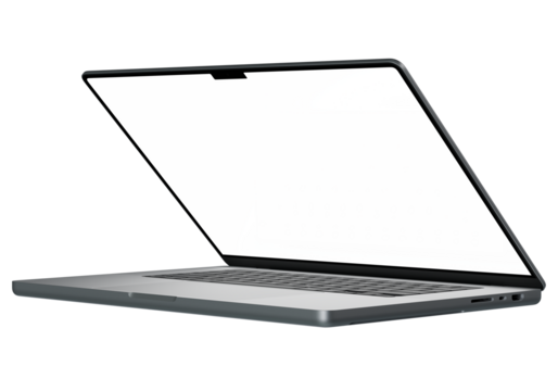 isolated laptop mockup with white blank screen. Super high resolution 4K 8K...