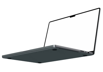 Super high resolution 4K 8K laptop mockup isolated with white blank screen, without background