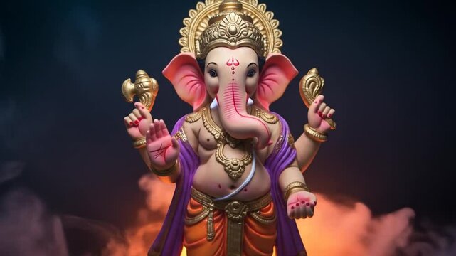 Ganesha Statue in Smoky Setting