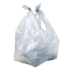 A crumpled plastic shopping bag filled with items