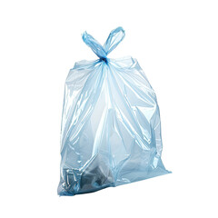 Light Blue Plastic Garbage Bag Isolated on Black Background