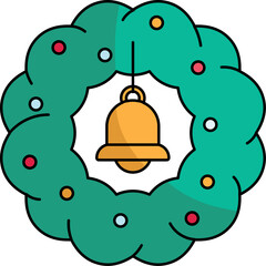 Flat Christmas Wreath Holiday Decoration Vector