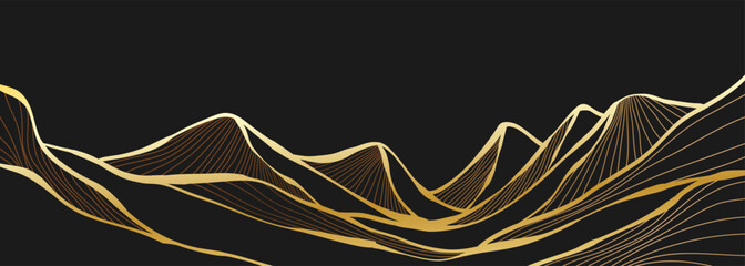 Mountains line arts illustration. Hand drawn style. Abstract mountain contemporary aesthetic backgrounds landscapes. use for print art, poster, cover, banner, template