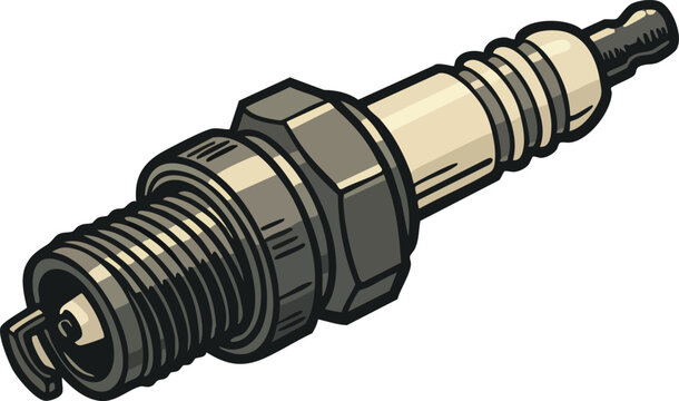 Spark Plug Illustration for Engine Ignition System Vector Graphic Design 