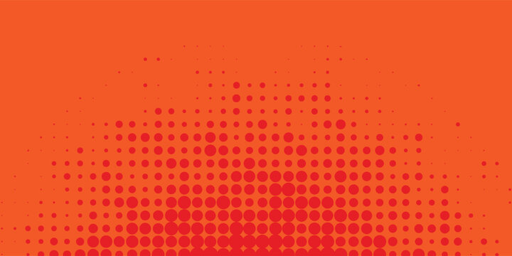 Abstract dots halftone orange color pattern gradient texture with technology digital modern abstract art design. futuristic color dot vector illustration