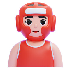 PNG 3D Male Boxer with Headgear and Tank Top Illustration Isolated on a White Background