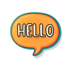Hello text in speech bubble flat cartoon icon
