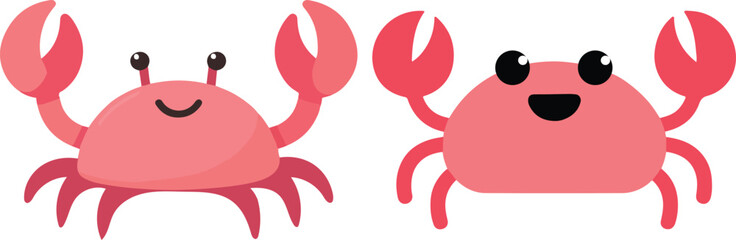 Image of Two cute cartoon crabs with friendly smiling expressions in pink vector illustration printed on Printed Glass Basin Splashbacks