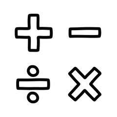 Obraz premium Hand-drawn plus, minus, divide, multiply signs
