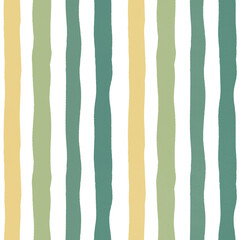 Large Hand-Painted Striped Seamless Pattern &bull; Yellow, Green, Teal