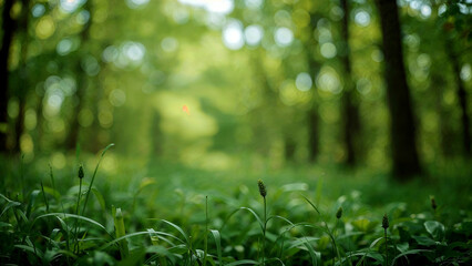 Abstract green nature background soft focus blurred forest field serenity eco friendly