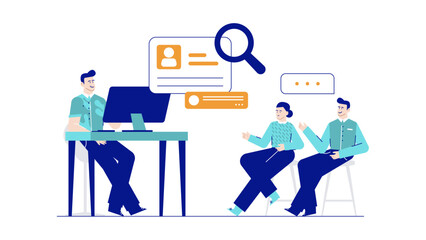 Job interview setting with candidate and two interviewers; perfect for recruitment, HR concepts, job search articles, and career advising.