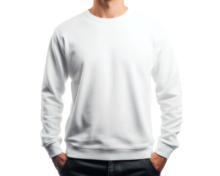 High-Quality White Man's Sweater Mockup Perfect for Design Presentation and Apparel Branding