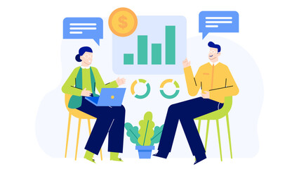 business people discussion about financial strategy and monthly report