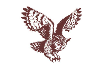 Great Horned Owl hand drawn sketch vector illustration