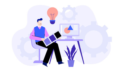Designer evaluates color palettes at his desk for graphic design, branding, web design, print projects, creative workspaces, design inspiration.