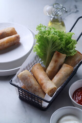 Fried spring rolls filled with meaty bolognese sauce
