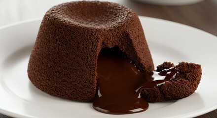 Indulge in Decadence: A Molten Chocolate Lava Cake, Rich, Dark, and Oozing with Irresistible Chocolatey Goodness, Beckons You to Savor Every Bite.