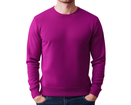 Stylish Man's Magenta Sweatshirt Mockup Perfect for Design Presentation and Apparel Branding
