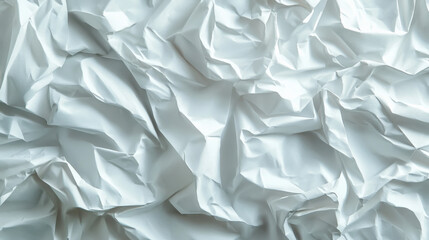 Obraz premium Crumpled white paper texture with natural creases and subtle shadows for backgrounds