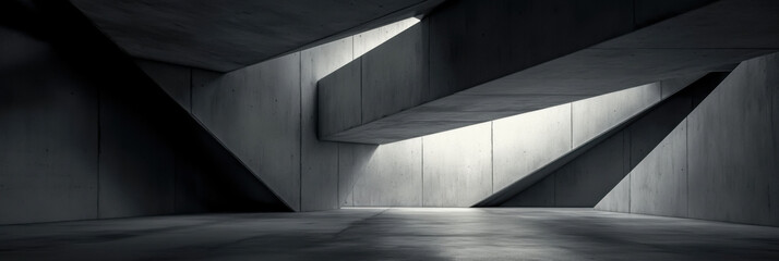 Dark Abstract empty concrete space with geometric shapes, contemporary architecture background