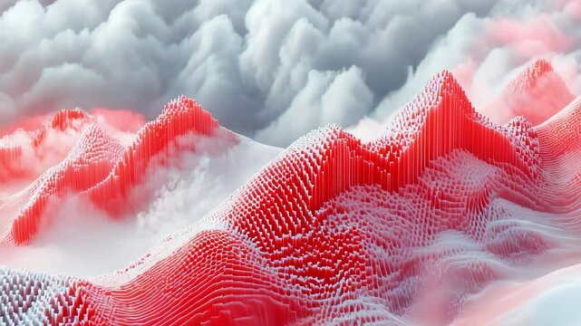 Red Tech Abstract Pixel Mountain Dynamic Background