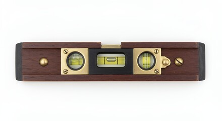 Brown spirit level on white background